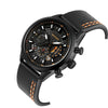 SANDA 5010P Six-Pin Cool Big Dial Waterproof Three-Eye Men Watch Leather Strap Fashion Trend Men Watch(Orange)
