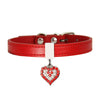 Red PU Leather Heart Pendant Dog Collar, XS (1.3-25cm)