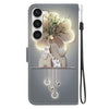 For Samsung Galaxy S23 5G Crystal Texture Colored Drawing Leather Phone Case(Elephants)