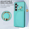 For Samsung Galaxy S25+ 5G Ring Holder Card Bag Skin Feel Phone Case(Green)