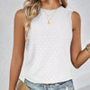 Women Spring Summer Round Neck Printed Vest T-Shirt Top, Size: S(White)