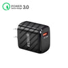 TE-005 QC3.0 18W USB Fast Charger with 1m 3A USB to 8 Pin Cable, US Plug(Black)