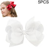 5 PCS 6 Inch Colorful Kids Girls Big Solid Ribbon Hair Bow Clips(18)