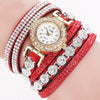 Small Dial Diamond-plated Winding Bracelet Quartz Watch(Red)