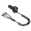 C68 LED Digital Display QC3.0 Fast Car Charger 3 in 1 with Spring Cable(Black)