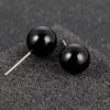 1 Pairs DIY Simple Round Natural Agate Stone Women All-match Stud Earrings(Blackstone)