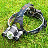 Strong Light Long-Range Rechargeable Three-Head Lamp Outdoor Fishing Lamp Led Head-Mounted Flashlight (3T6 Without Battery)