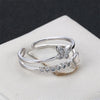 Women Fashion Cute Butterfly Shape Diamond Opening Ring(Platinum)