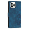 For iPhone 12 / 12 Pro Tulips Embossed Leather Phone Case with Lanyard(Blue)
