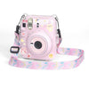 For FUJIFILM instax mini 12 Crystal Hard Acrylic Camera Case with Shoulder Strap(DIY Pink Graffiti)