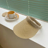 Straw Empty Top Peaked Cap For Ladies, Size: M (56-58cm)(Beige+Khaki)