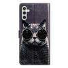 For Samsung Galaxy A26 5G Colored Drawing Leather Phone Case(Sunglasses Cat)