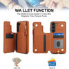 For Samsung Galaxy S23+ 5G Double Flap Zipper RFID Leather Phone Case with Short Lanyard(Brown)