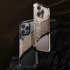 For iPhone 15 Aluminum Alloy Solid Wood Frameless Hollow Metal Phone Case(Dark Grey)