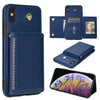 For iPhone X / XS Three Fold Card Bag Phone Case with Long Lanyard(Blue)