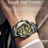 OLEVS 9947 Men Multifunctional Hollow Waterproof Quartz Watch(Black)