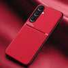 For Samsung Galaxy A56 5G Classic Tilt Strip Grain Magnetic PC Hybrid TPU Phone Case(Red)