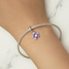 S925 Sterling Silver Purple Flower Pendant DIY Bracelet Accessories Beads