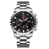 FNGEEN 5757 Men Waterproof Sports Fashion Stainless Steel Watch(White Steel Black Surface)