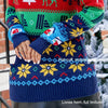 Women Fall And Winter Christmas Sweater Jacquard Elk Pullover Knitted Sweater, Size: XL(Blue)