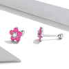 S925 Sterling Silver Fluorescence Pink Flower Women Earrings
