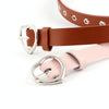 3PCS Narrow Thin Leather Silver Metal Heart Buckle Belts for Women, Belt Length:105cm(Coffee)