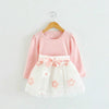 Autumn Girls Flower Bow-knot Long Sleeve Dress, Size:110cm(Pink)