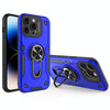 For iPhone 14 Pro Metal Rotating Bracket TPU + PC Magnetic Phone Case(Navy Blue)