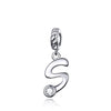 S925 Sterling Silver 26 English Letter Pendant DIY Bracelet Necklace Accessories, Style:S