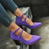 Women Shoes Plus Size Double Buckle Heel Heels, Size:36(Purple)