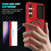 For Samsung Galaxy S24 5G Sliding Camshield MagSafe Holder TPU Hybrid PC Phone Case(Red)