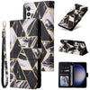 For Samsung Galaxy S25 5G Marble Bronzing Stitching Leather Phone Case(Black)