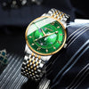 BINBOND B1117 30M Waterproof Earth Dial Butterfly Buckle Luminous Quartz Watch(Full-gold-Blue-Gold)