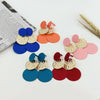 Stitching Solid Color Geometric Round Ladies Personality Earrings(E-649-Red)