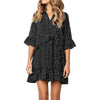 Burst Ruffled Skirt Fashion Dot Dress, Size:L(Black)