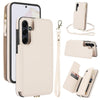 For Samsung Galaxy A35 5G Double Flap Zipper RFID Leather Phone Case with Short Lanyard(White)