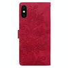 For iPhone X / XS Lace Floral Embossed Magnetic Buckle Leather Phone Case(Red)