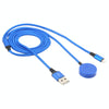 For iPhone / Apple Watch 2 In 1 8 Pin + Magnetic Charging Base Multi-function Charging Cable, Length: 1m(Blue)