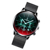BINBOND B0135 Men Ultra-thin Three-eye Six-pin Multi-function Symphony Sports Watch(Black Mash Black Surface)