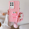 For Samsung Galaxy A22 / M22 4G Cartoon Sausage Mouth TPU Phone Case with Bead Chain(Pink)