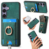 For Samsung Galaxy S25+ 5G Retro Splitable Magnetic Card Bag Leather Phone Case(Green)