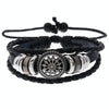 BX222 Sun Flower Beads Leather Personality Knitting Adjustable Bracelet