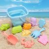 16pcs /Set Children Folding Bucket Beach Toys Play House Water Play Sand Dredging Tools(Blue)