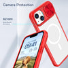 For iPhone 14 Plus Clear Acrylic + PC + TPU MagSafe Lens Sliding Cover Full Coverage Phone Case(The Chinese Red)