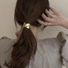 Korean Simple Women High Elastic Metal Brushed Hair Rope Rubber Band Headwear(Gold)