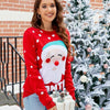 Women Santa Pullover Sweater Alphabet Embroidered Knit Sweater, Size: L(Red)