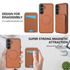 For Samsung Galaxy S24+ 5G Skin Feel Detachable Card Bag Magsafe Phone Case(Brown)