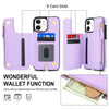 For iPhone 12 mini Double Flap Zipper RFID Leather Phone Case with Short Lanyard(Light Purple)