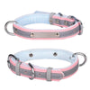 Reflective Pink Velvet Dog Collar, M - Soft & Comfy PU Leather