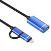 USB 3.0 Female to 8 Pin + USB-C / Type-C Male Charging + Transmission OTG Nylon Braided Adapter Cable, Cable Length: 11cm(Blue)